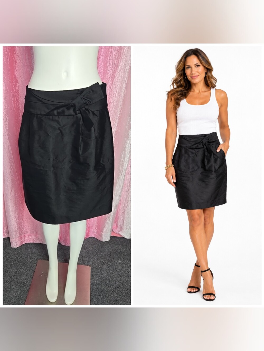 Kate Spade Black Silk Bow Dressy City Cocktail Skirt Size 6